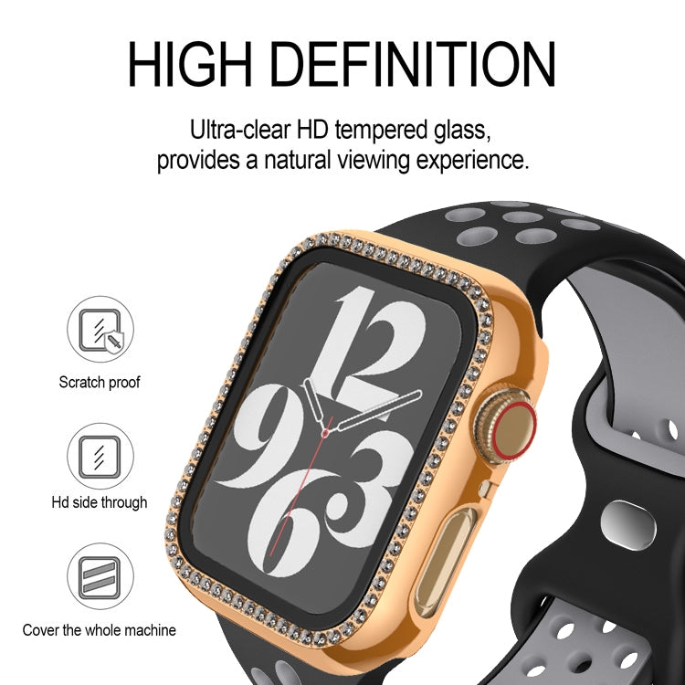 Frerndorf | Für Apple Watch Series 9 / 8 / 7 45mm Plating Row Diamond PC Uhrengehäuse mit Film (Gold)