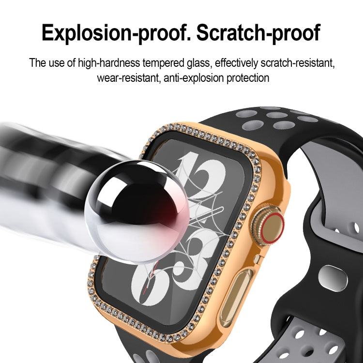 Frerndorf | Für Apple Watch Series 9 / 8 / 7 45mm Plating Row Diamond PC Uhrengehäuse mit Film (Gold)