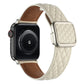 Frendorf | Für Apple Watch SE 2022 40mm Rhombus-Muster Magnetische Quadratische Schnalle Leder Armband (Cremeweiß)
