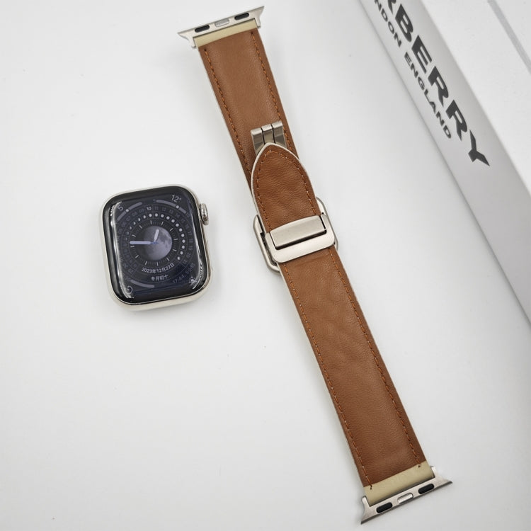 Frendorf | Für Apple Watch Series 6 44mm Rhombus-Muster Magnetische Quadratschnalle Leder Uhrenarmband (Rot)