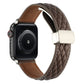 Frendorf | Für Apple Watch SE 2023 40mm Rhombus-Muster Magnetverschluss Leder-Armband (Dunkelkaffee)