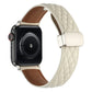 Frendorf | Für Apple Watch SE 2023 40mm Rhombus-Muster Magnetische Faltbuckle Leder-Uhrenarmband (Cremig Weiß)
