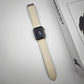 Frendorf | Für Apple Watch SE 2023 40mm Rhombus-Muster Magnetische Faltbuckle Leder-Uhrenarmband (Cremig Weiß)