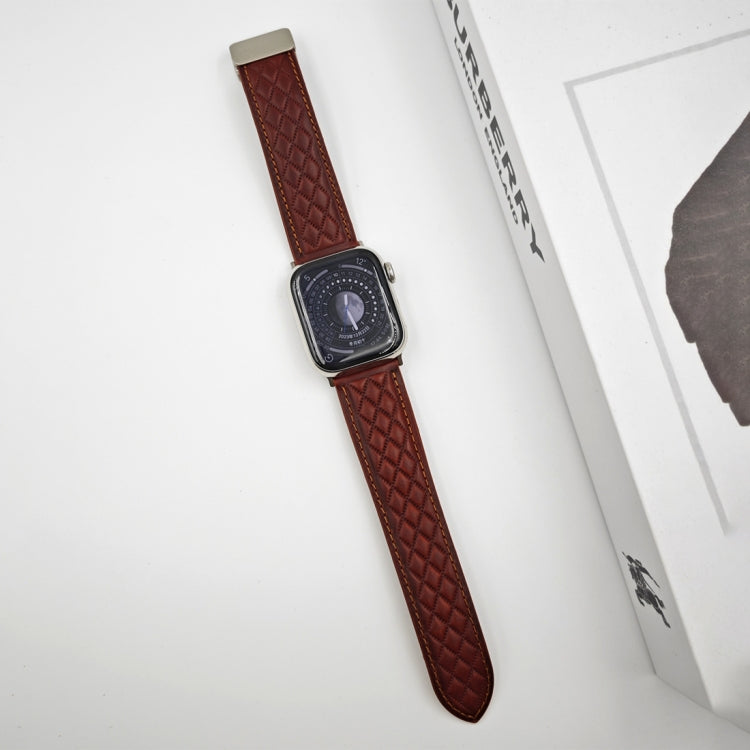 Frerndorf | Für Apple Watch Series 9 41mm Rauten-Muster Magnetische Klappschließe Leder Uhrenarmband (Rot)