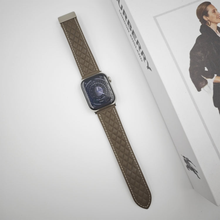 Frendorf | Für Apple Watch SE 2022 40mm Rhombus-Muster Magnetische Klappschließe Lederuhrband (Braun)