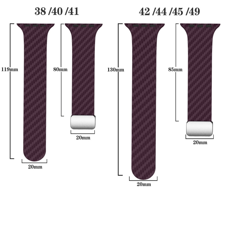 Frendorf | Für Apple Watch SE 2023 40mm Carbonfaser Magnetische Silber Schnalle Uhrband (Lila Grün)