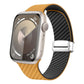 Frerndorf | Für Apple Watch Series 9 45mm Carbonfaser Magnetische Silber Schnalle Uhr Band (Hellbraun Schwarz)