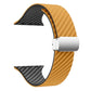 Frerndorf | Für Apple Watch Series 9 45mm Carbonfaser Magnetische Silber Schnalle Uhr Band (Hellbraun Schwarz)