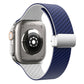 Frendorf | Für Apple Watch SE 2022 40mm Kohlefaser Magnetische Silber Schnalle Uhrenarmband (Königsblau Weiß)
