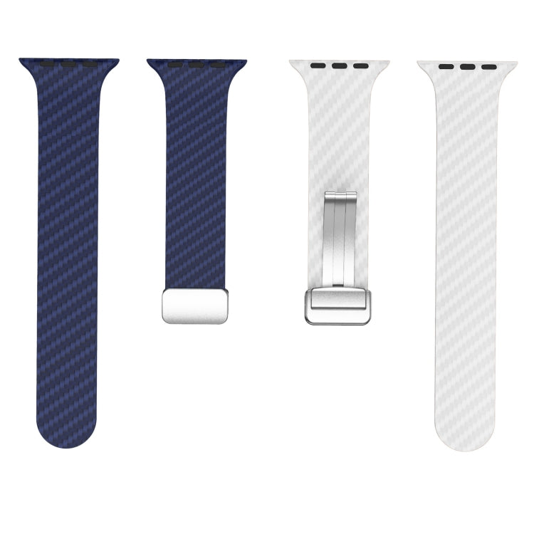 Frendorf | Für Apple Watch SE 2022 40mm Kohlefaser Magnetische Silber Schnalle Uhrenarmband (Königsblau Weiß)