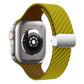 Frendorf | Für Apple Watch SE 2022 40mm Kohlefaser Magnetische Silber Schnalle Uhrband (Olivenbraun)