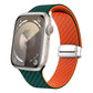 Frendorf | Für Apple Watch SE 2022 40mm Carbonfaser Magnetische Silbergürtel Uhrband (Dunkelgrün Orange)