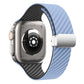 Frendorf | Für Apple Watch SE 2022 40mm Kohlefaser Magnetische Silber Schnalle Uhrenarmband (Hellblau Schwarz)