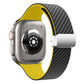 Frendorf | Für Apple Watch Series 5 40mm Kohlenstofffaser Magnetische Silbernadel Uhrband (Schwarz Gelb)