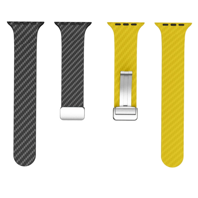 Frendorf | Für Apple Watch Series 5 40mm Kohlenstofffaser Magnetische Silbernadel Uhrband (Schwarz Gelb)