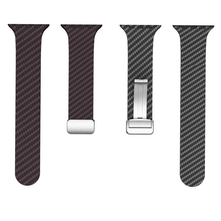 Frendorf | Für Apple Watch Series 5 40mm Carbonfaser Magnetische Silber Schnalle Uhrband (Dunkelbraun Schwarz)