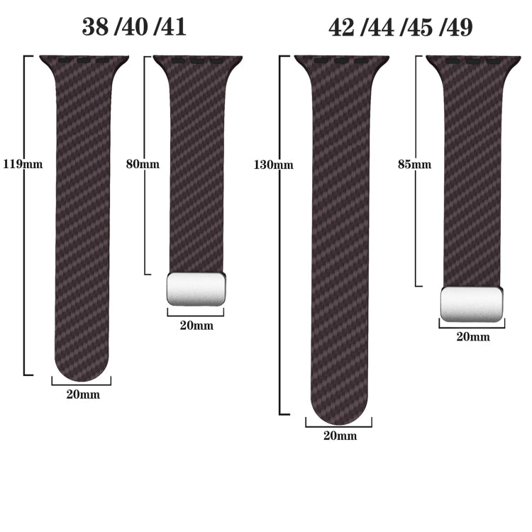 Frendorf | Für Apple Watch Series 5 40mm Carbonfaser Magnetische Silber Schnalle Uhrband (Dunkelbraun Schwarz)