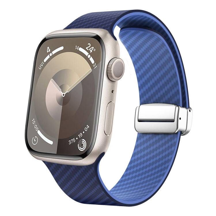 Frendorf | Für Apple Watch Series 4 40mm Kohlefaser Magnetische Silber Schnalle Armband (Königsblau Hellblau)
