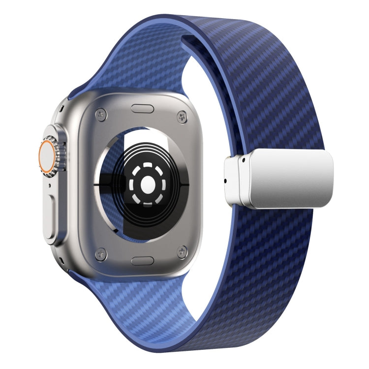 Frendorf | Für Apple Watch Series 4 40mm Kohlefaser Magnetische Silber Schnalle Armband (Königsblau Hellblau)