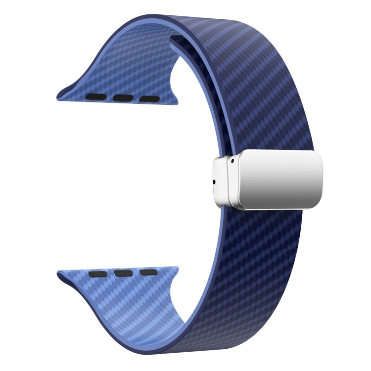 Frendorf | Für Apple Watch Series 4 40mm Kohlefaser Magnetische Silber Schnalle Armband (Königsblau Hellblau)