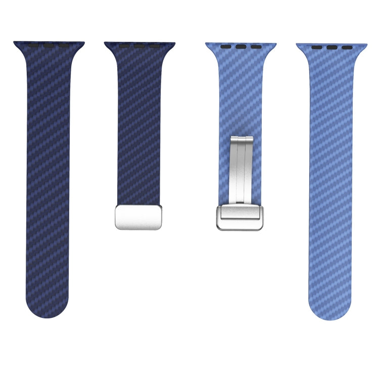 Frendorf | Für Apple Watch Series 4 40mm Kohlefaser Magnetische Silber Schnalle Armband (Königsblau Hellblau)