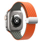 Frendorf | Für Apple Watch Serie 4 40mm Kohlefaser magnetische silberne Schnalle Uhrenarmband (Orange Gras)