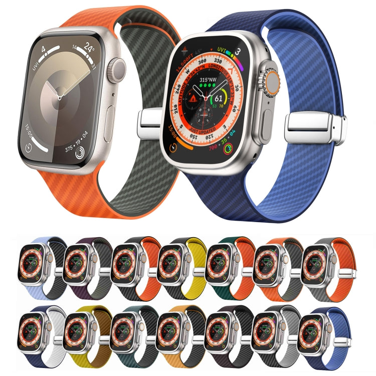 Frendorf | Für Apple Watch Series 4 40mm Kohlefaser Magnetische Silber Schnalle Armband (Königsblau Hellblau)