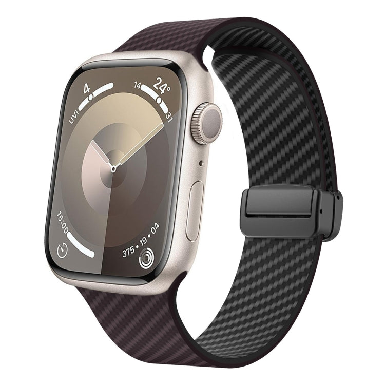 Frendorf | Für Apple Watch SE 2023 40mm Kohlefaser Magnetische Schwarze Schnalle Uhr Band (Dunkelbraun Schwarz)