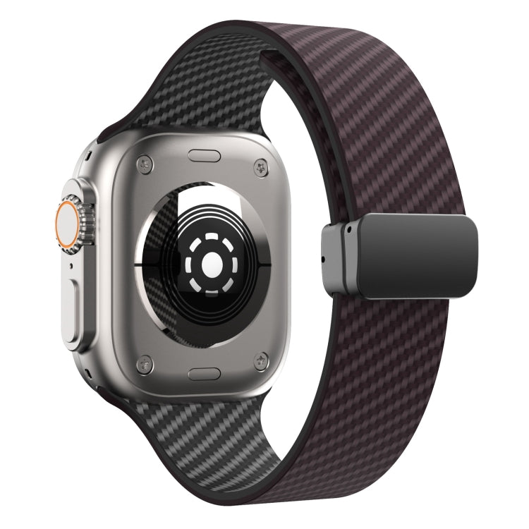 Frendorf | Für Apple Watch SE 2023 40mm Kohlefaser Magnetische Schwarze Schnalle Uhr Band (Dunkelbraun Schwarz)