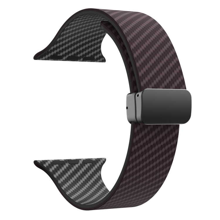Frendorf | Für Apple Watch SE 2023 40mm Kohlefaser Magnetische Schwarze Schnalle Uhr Band (Dunkelbraun Schwarz)