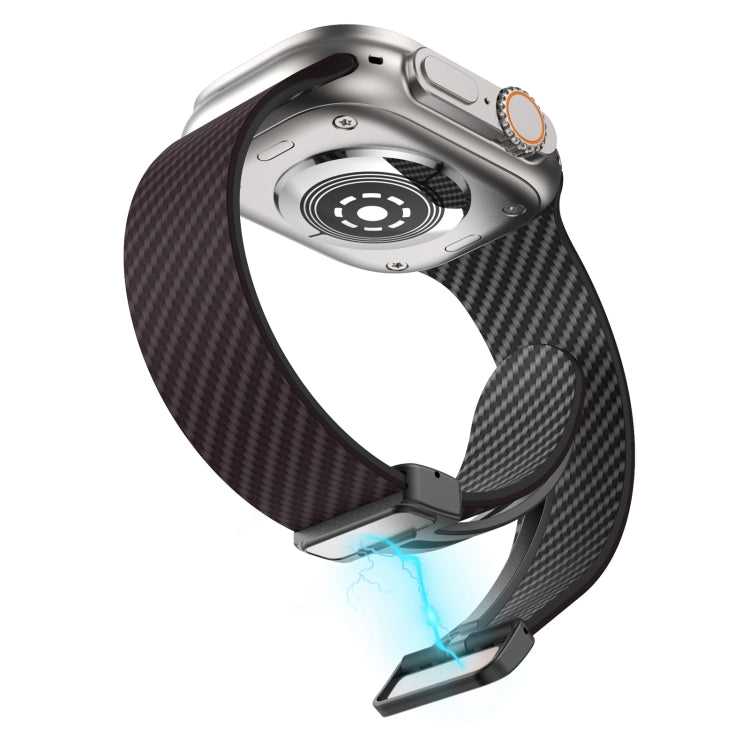 Frendorf | Für Apple Watch SE 2023 40mm Kohlefaser Magnetische Schwarze Schnalle Uhr Band (Dunkelbraun Schwarz)