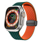 Frerndorf | Für Apple Watch Ultra 2 49mm Carbonfaser Magnetische Schwarze Schnalle Uhr Band (Tiefgrün Orange)