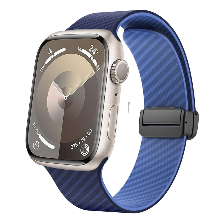 Frendorf | Für Apple Watch SE 40mm Karbonfaser Magnet Schwarz Schnalle Uhrband (Königsblau Hellblau)