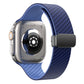 Frendorf | Für Apple Watch SE 40mm Karbonfaser Magnet Schwarz Schnalle Uhrband (Königsblau Hellblau)
