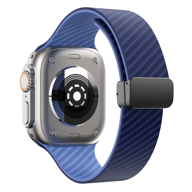 Frendorf | Für Apple Watch SE 40mm Karbonfaser Magnet Schwarz Schnalle Uhrband (Königsblau Hellblau)