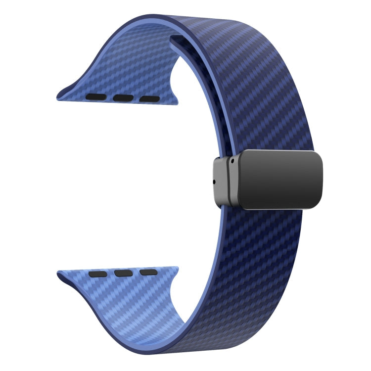 Frendorf | Für Apple Watch SE 40mm Karbonfaser Magnet Schwarz Schnalle Uhrband (Königsblau Hellblau)