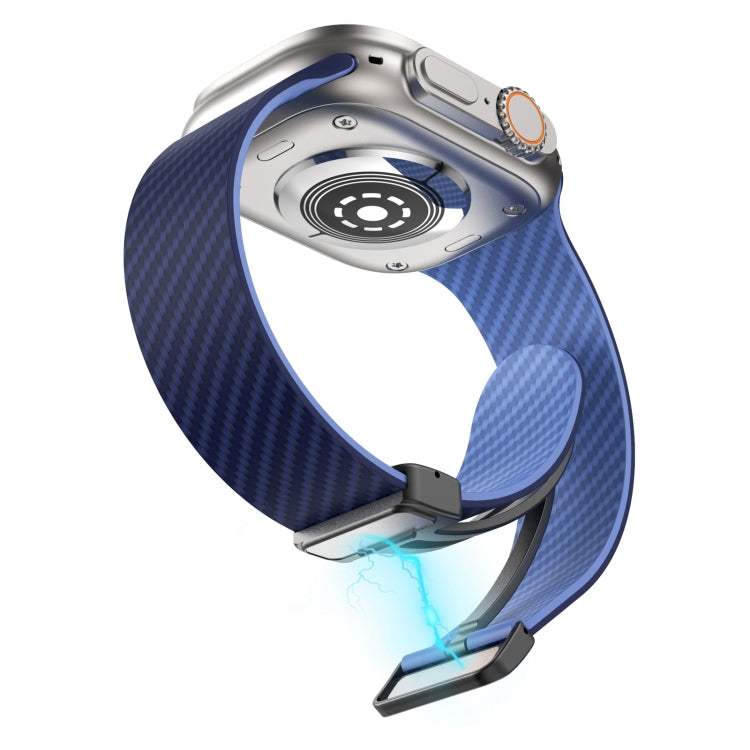 Frendorf | Für Apple Watch SE 40mm Karbonfaser Magnet Schwarz Schnalle Uhrband (Königsblau Hellblau)
