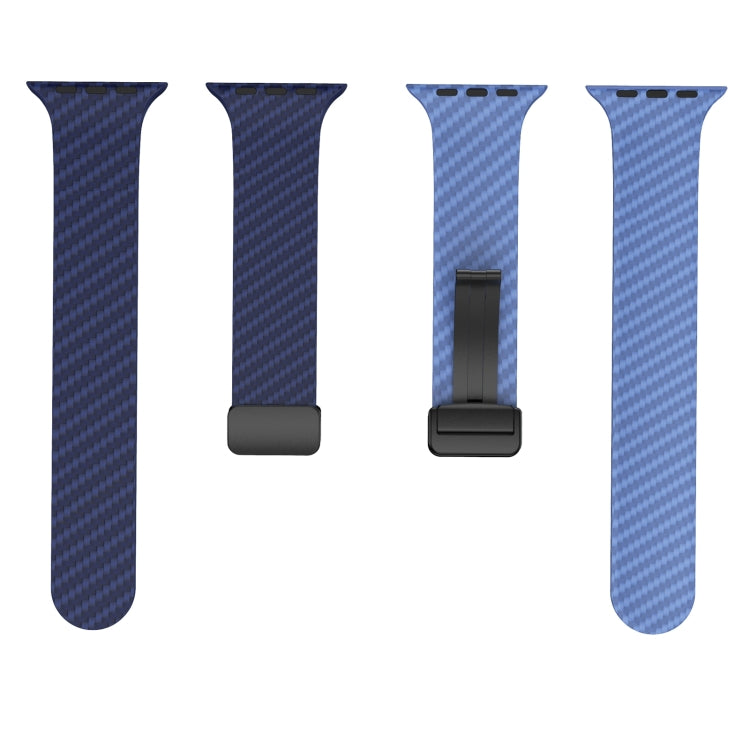 Frendorf | Für Apple Watch SE 40mm Karbonfaser Magnet Schwarz Schnalle Uhrband (Königsblau Hellblau)