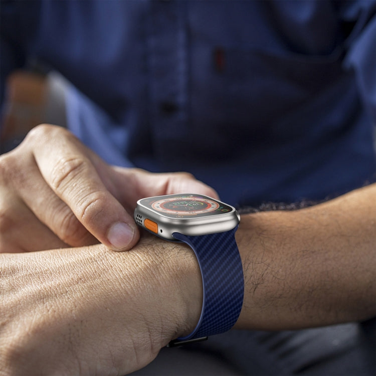 Frendorf | Für Apple Watch SE 40mm Karbonfaser Magnet Schwarz Schnalle Uhrband (Königsblau Hellblau)