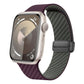 Frendorf | Für Apple Watch SE 44mm Carbonfaser Magnet Schwarz Schnalle Uhrband (Lila Grün)
