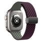 Frendorf | Für Apple Watch SE 44mm Carbonfaser Magnet Schwarz Schnalle Uhrband (Lila Grün)