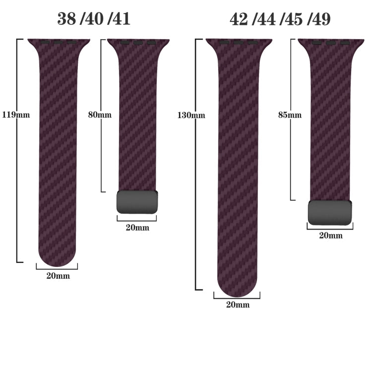 Frendorf | Für Apple Watch SE 44mm Carbonfaser Magnet Schwarz Schnalle Uhrband (Lila Grün)