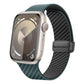 Frendorf | Für Apple Watch Series 5 44mm Kohlefaser Magnet Schwarz Schnalle Uhrband (Dunkelgrün Schwarz)