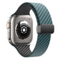 Frendorf | Für Apple Watch Series 5 44mm Kohlefaser Magnet Schwarz Schnalle Uhrband (Dunkelgrün Schwarz)