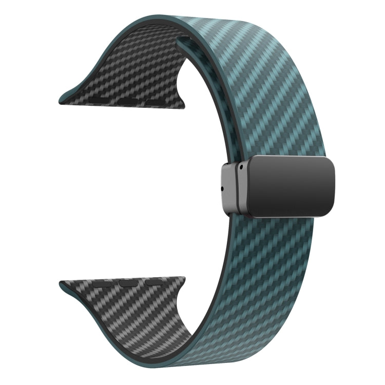 Frendorf | Für Apple Watch Series 5 44mm Kohlefaser Magnet Schwarz Schnalle Uhrband (Dunkelgrün Schwarz)