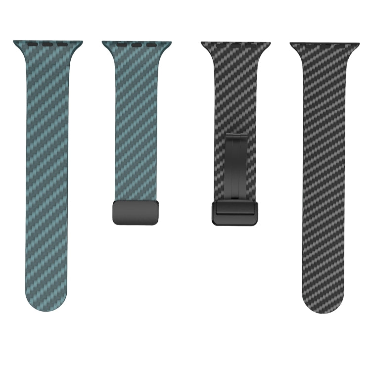 Frendorf | Für Apple Watch Series 5 44mm Kohlefaser Magnet Schwarz Schnalle Uhrband (Dunkelgrün Schwarz)