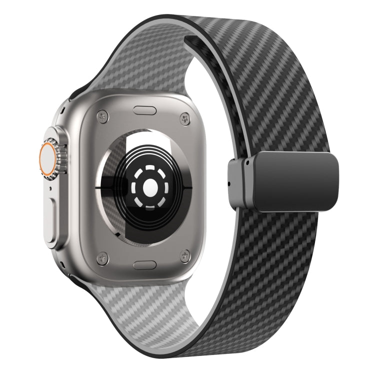 Frendorf | Für Apple Watch Series 5 40mm Kohlenstofffaser Magnet Schwarz Schnallen Armband (Schwarz Grau)