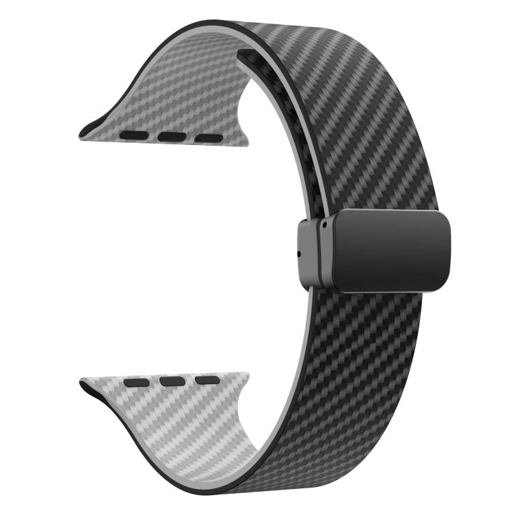 Frendorf | Für Apple Watch Series 5 40mm Kohlenstofffaser Magnet Schwarz Schnallen Armband (Schwarz Grau)