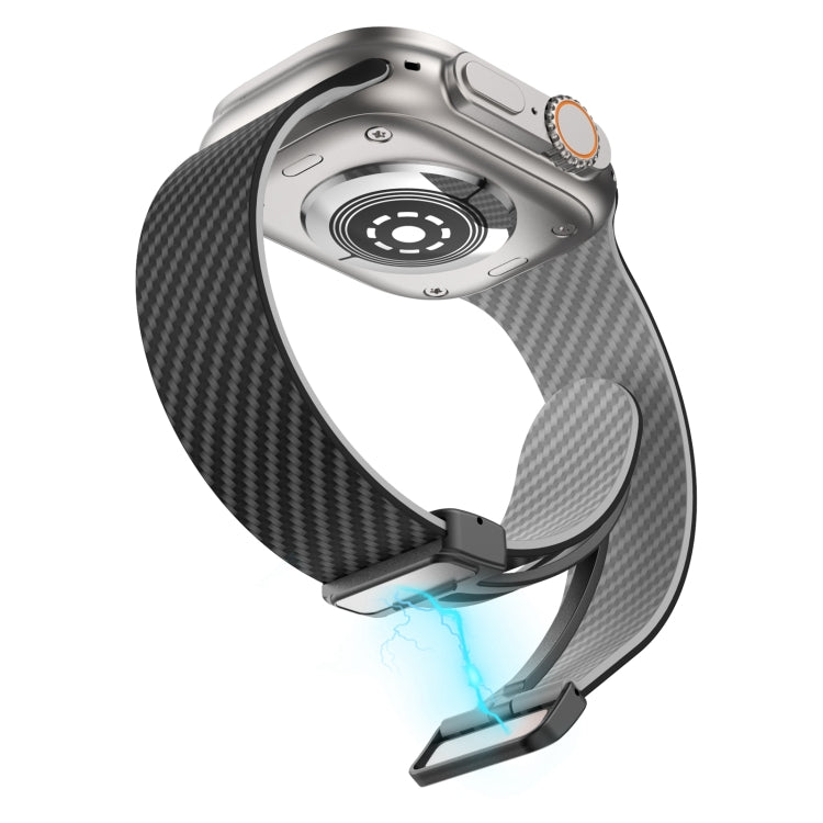 Frendorf | Für Apple Watch Series 5 40mm Kohlenstofffaser Magnet Schwarz Schnallen Armband (Schwarz Grau)