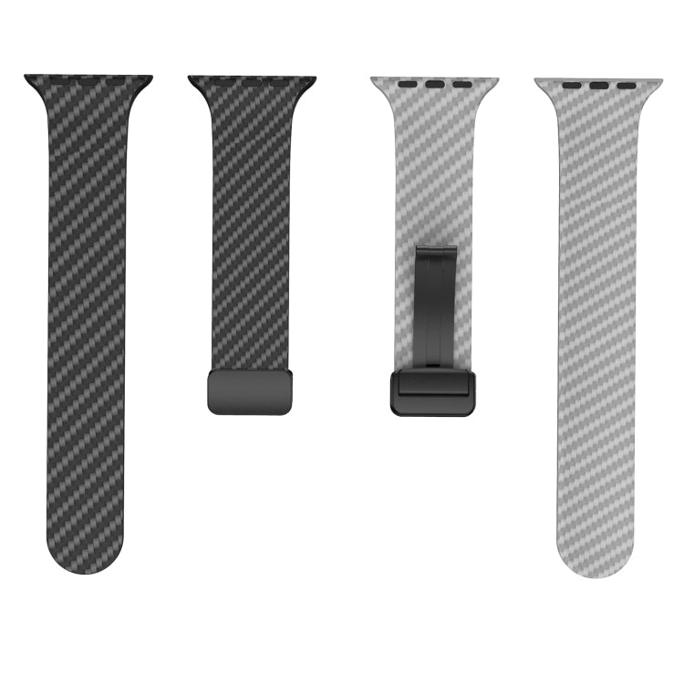 Frendorf | Für Apple Watch Series 5 40mm Kohlenstofffaser Magnet Schwarz Schnallen Armband (Schwarz Grau)